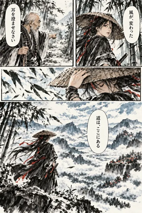 墨絵・筆描きの見本